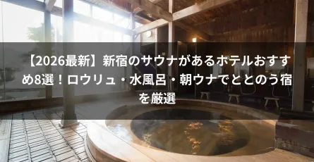 【2026最新】新宿のサウナがあるホテルおすすめ8選！ロウリュ・水風呂・朝ウナでととのう宿を厳選