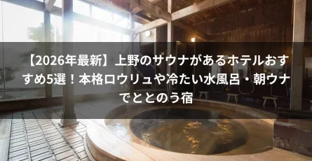 【2026年最新】上野のサウナがあるホテルおすすめ5選！本格ロウリュや冷たい水風呂・朝ウナでととのう宿